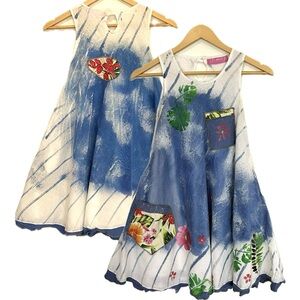 Crazy Fish Hand Painted Sundress Girls Size 12 Hawaiian Mix Print Pocket Dress